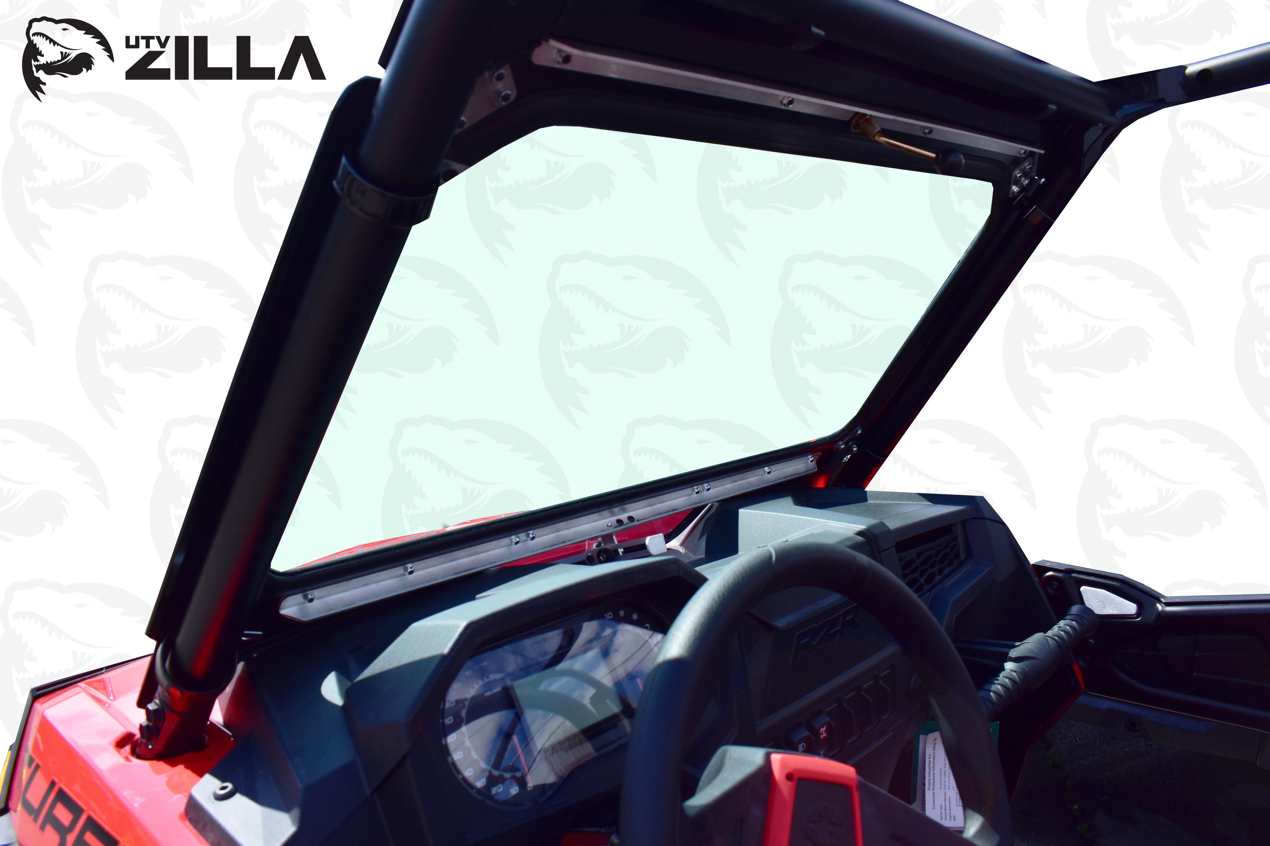 Photo of Black Vented Glass Windshield for 2019 RZR with Wiper by UTVZILLA - Premium for UTVs / Side by Sides
