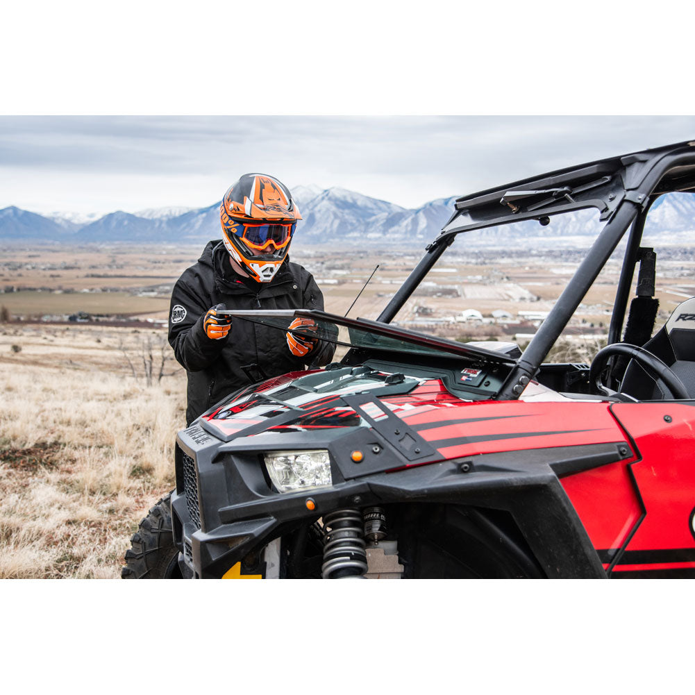 Tusk UTV Folding Glass Windshield w/ Wiper Polaris RZR Tail/XC/S/S4/XP/XP4 2014–2020*