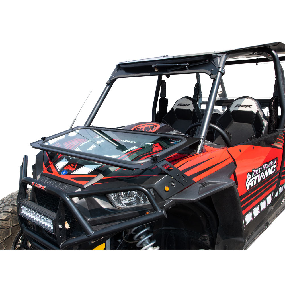 Tusk UTV Folding Glass Windshield w/ Wiper Polaris RZR Tail/XC/S/S4/XP/XP4 2014–2020*