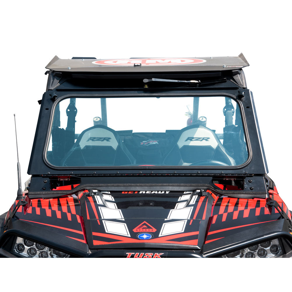 Tusk UTV Folding Glass Windshield w/ Wiper Polaris RZR Tail/XC/S/S4/XP/XP4 2014–2020*
