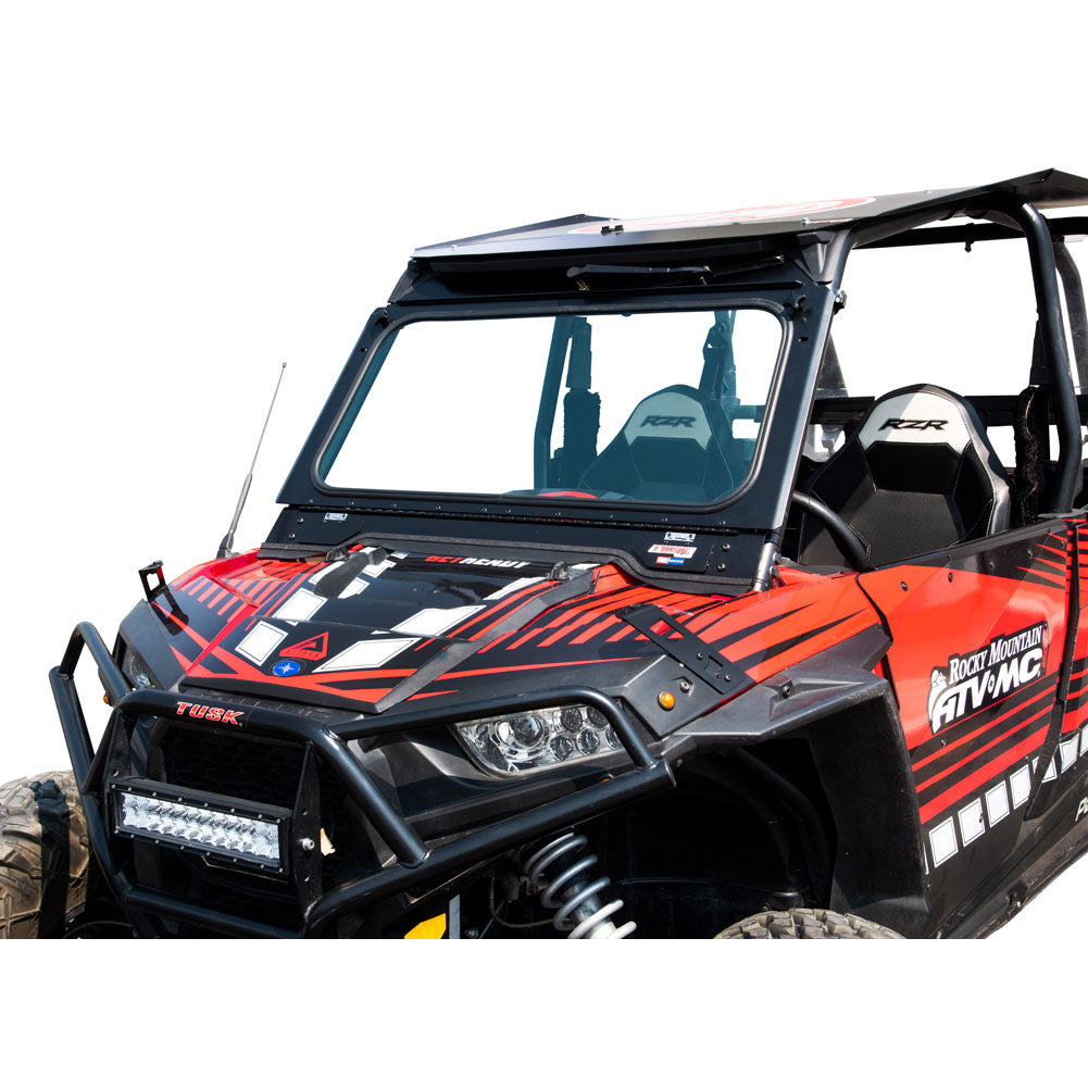 Tusk UTV Folding Glass Windshield w/ Wiper Polaris RZR Tail/XC/S/S4/XP/XP4 2014–2020*