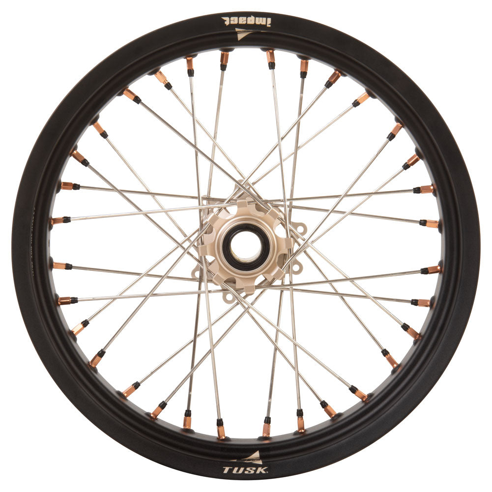 Tusk Impact Supermoto Complete Front and Rear Wheel Set 17 x 3.50 Matte Black Rim/Silver Spoke/Magnesium Hub/Magnesium Nipple Yamaha WR250F 1999-2025