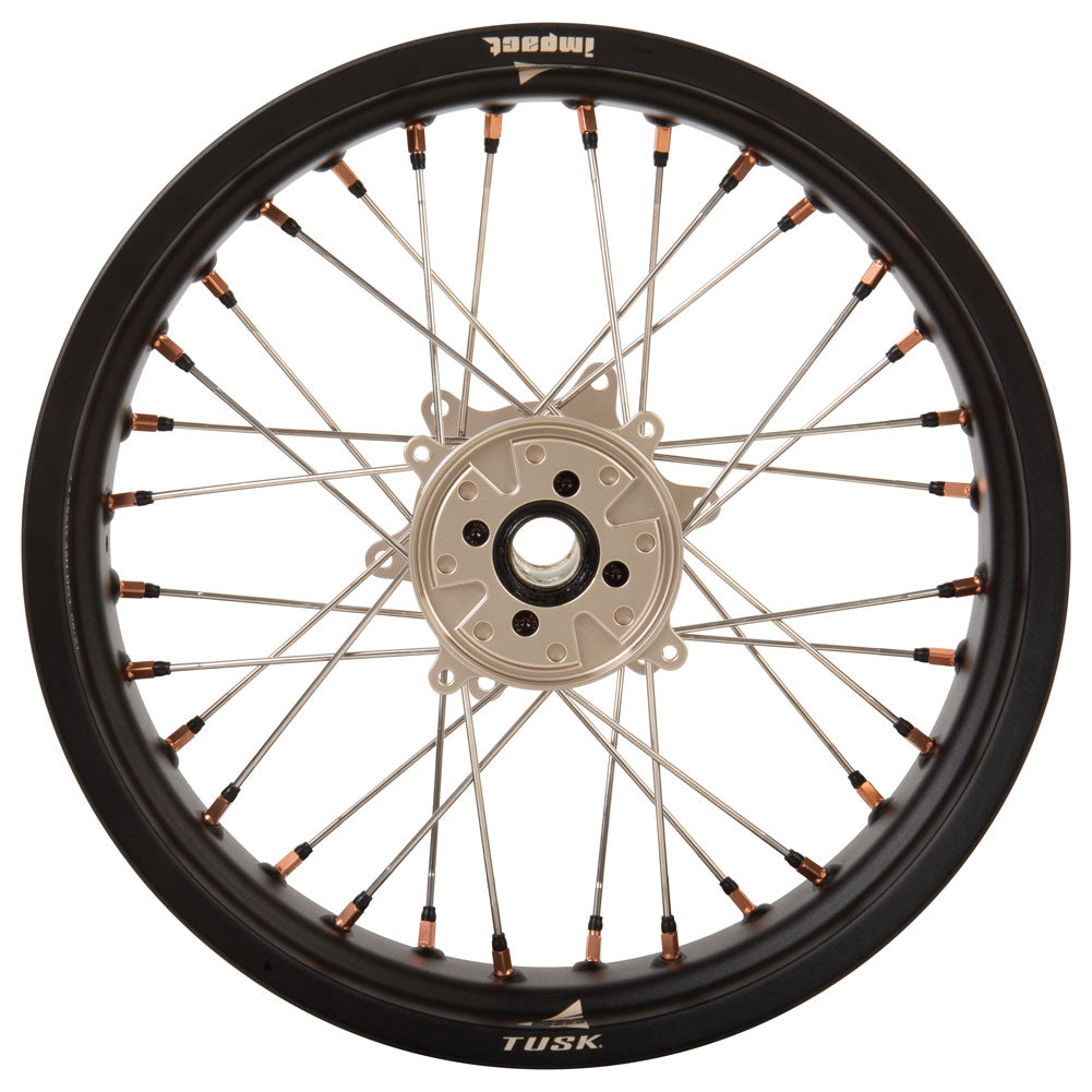 Tusk Impact Supermoto Complete Front and Rear Wheel Set 17 x 3.50 Matte Black Rim/Silver Spoke/Magnesium Hub/Magnesium Nipple Yamaha WR250F 1999-2025