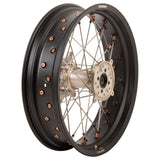 Tusk Impact Supermoto Complete Front and Rear Wheel Set 17 x 3.50 Matte Black Rim/Silver Spoke/Magnesium Hub/Magnesium Nipple Honda CR125R 2002–2025