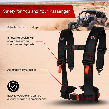 Tusk 4 Point 3 inch H-Style Safety Harness Yamaha Wolverine RMAX4 1000 2020-2025