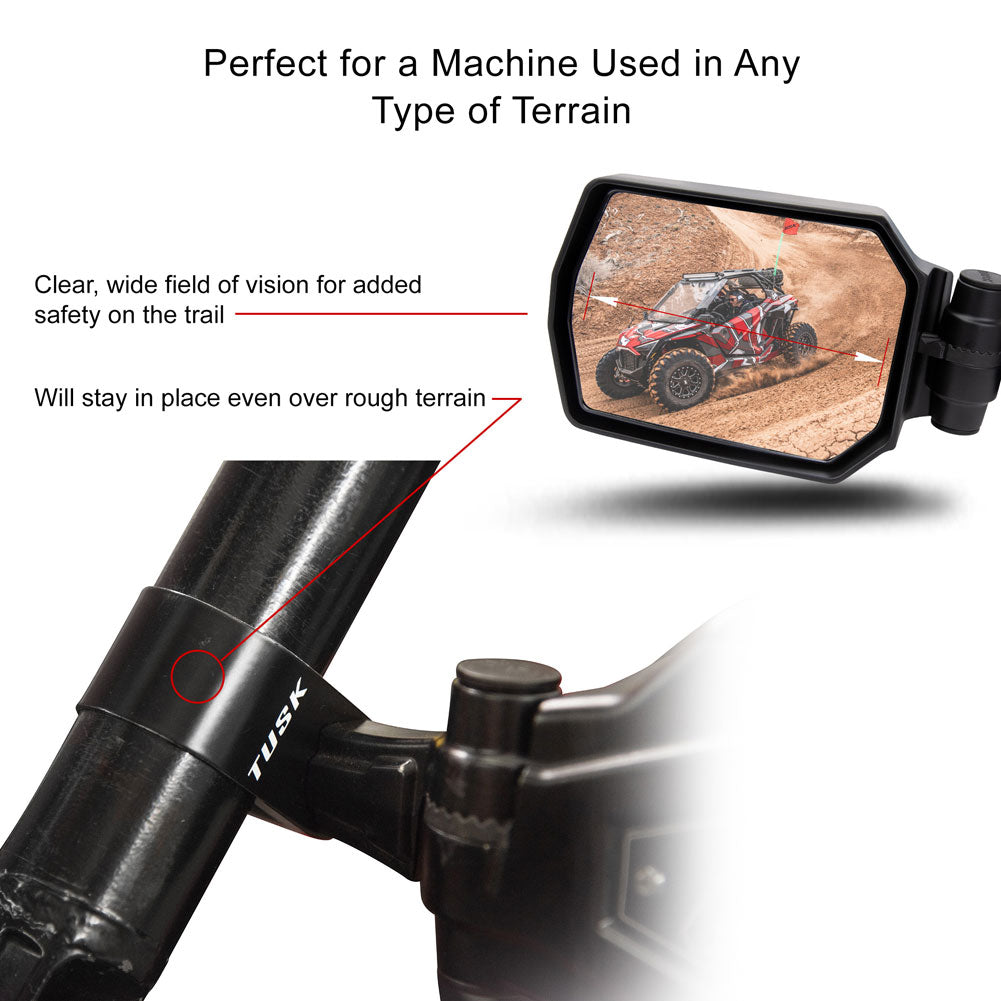 Tusk Pivot Folding Mirror Kit with Low Profile UTV Roll Cage Clamp Polaris RZR Pro R 4 Factory Armored Edition 2020-2026