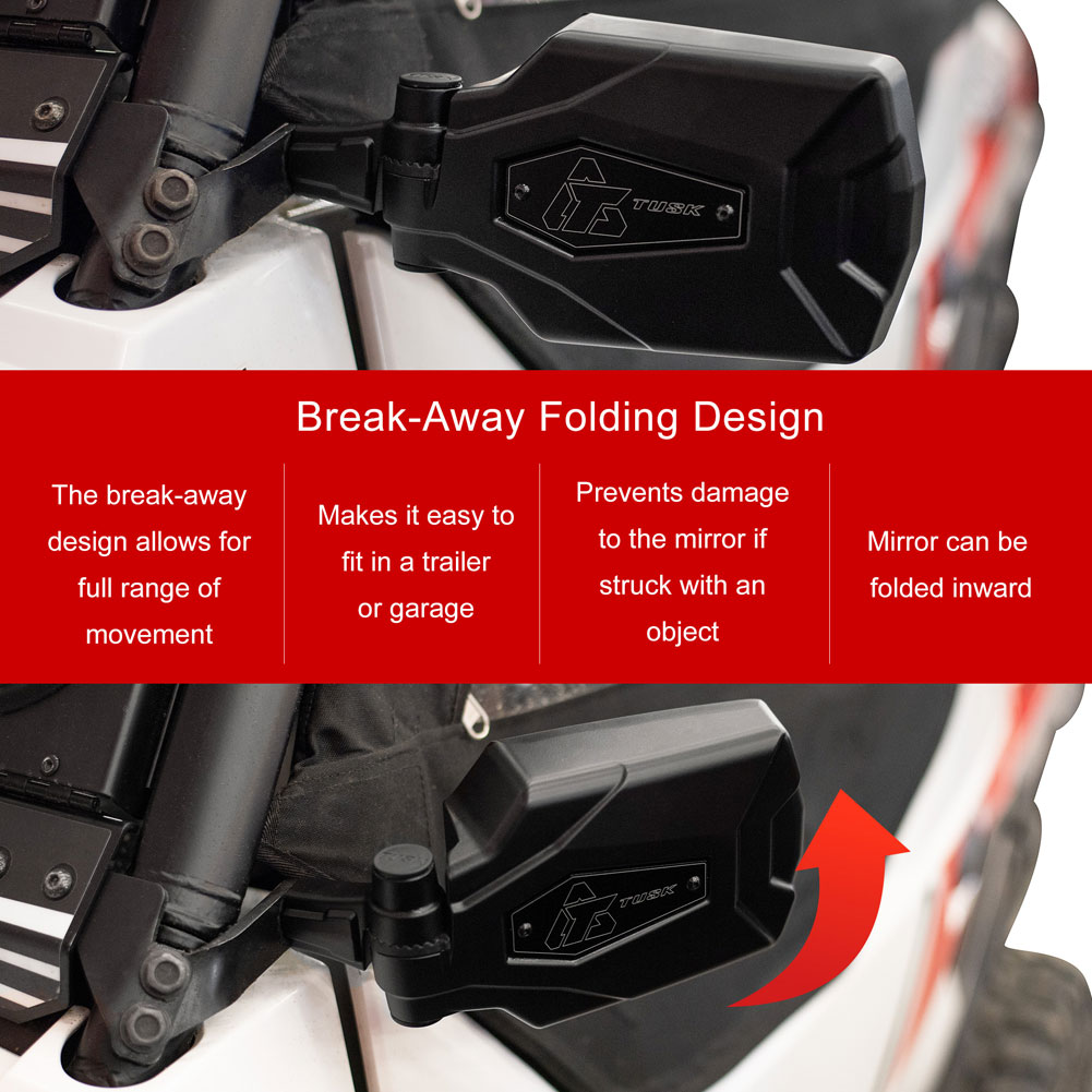 Tusk Pivot Folding UTV Mirror Kit w/A-pillar Mounts Can-Am Commander 2021-2026