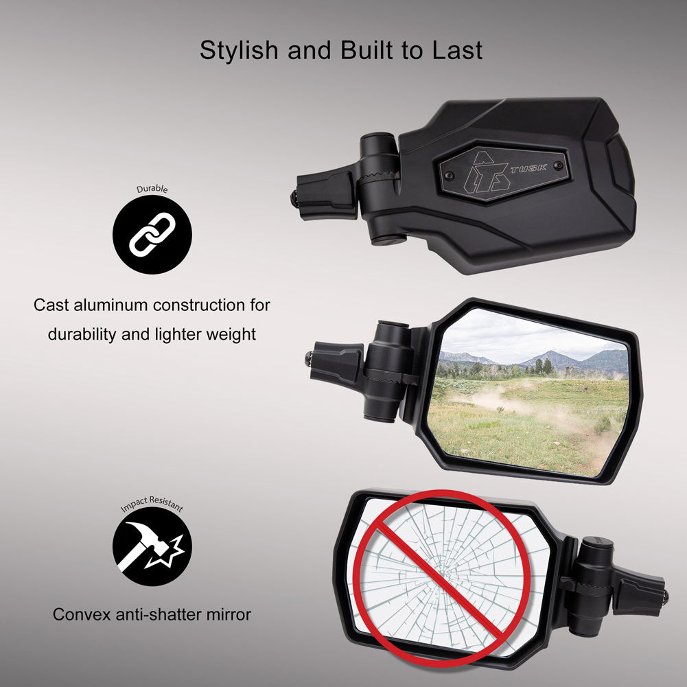 Tusk Pivot Folding UTV Mirror Kit w/A-pillar Mounts Polaris General 2016-2026