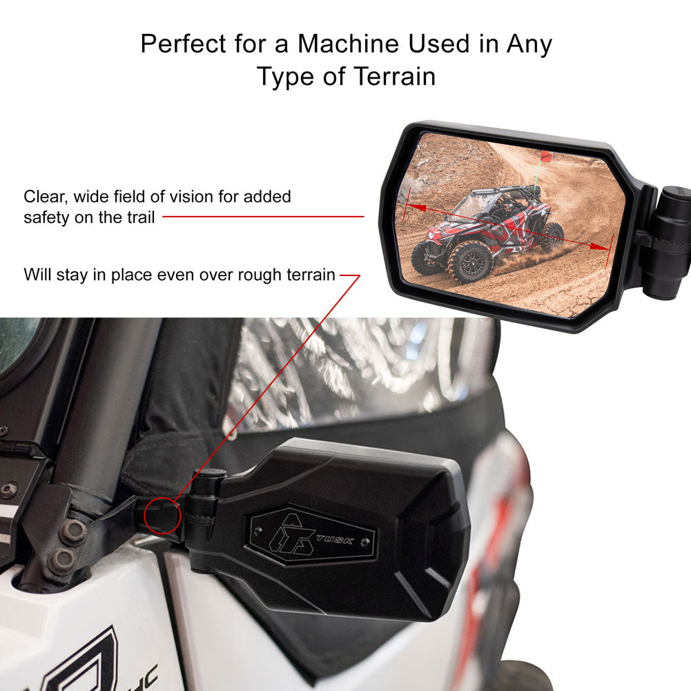 Tusk Pivot Folding UTV Mirror Kit w/A-pillar Mounts Polaris General 2016-2026