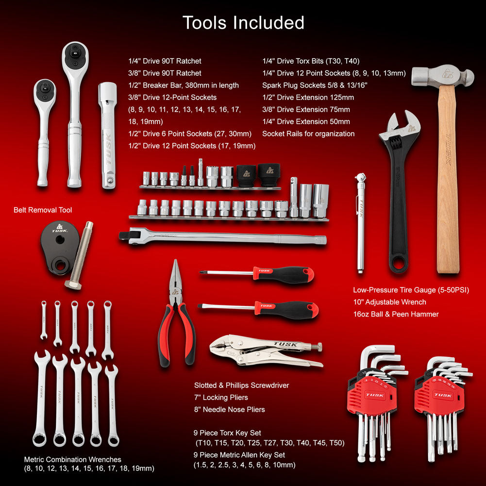 Tusk UTV Tool Roll Kit with Belt Removal Tools Can-Am Maverick X3 DS Turbo 64 Inch 2017–2026