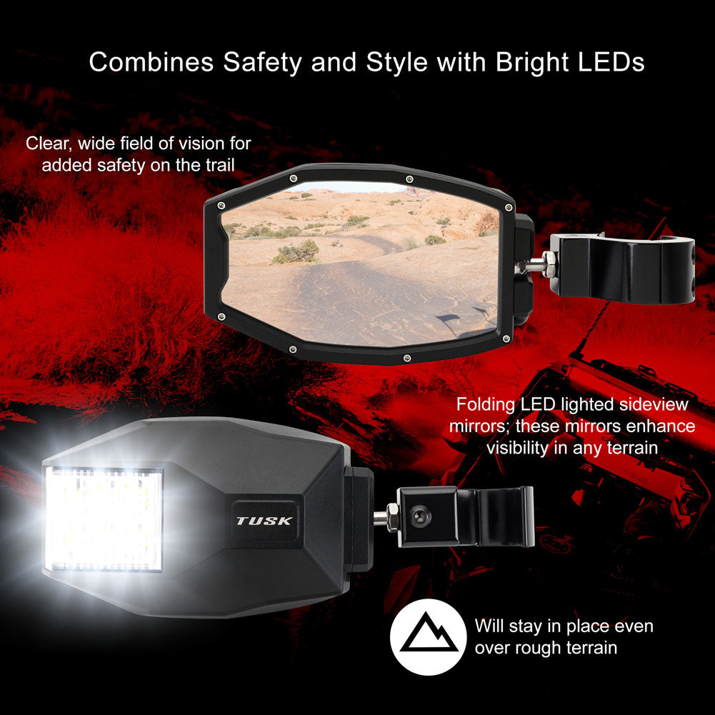 Tusk UTV LED Side View Mirrors Yamaha Wolverine 4x4 2016–2026
