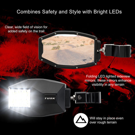 Tusk UTV LED Side View Mirrors Kawasaki Teryx5 H2 Deluxe eS 2026