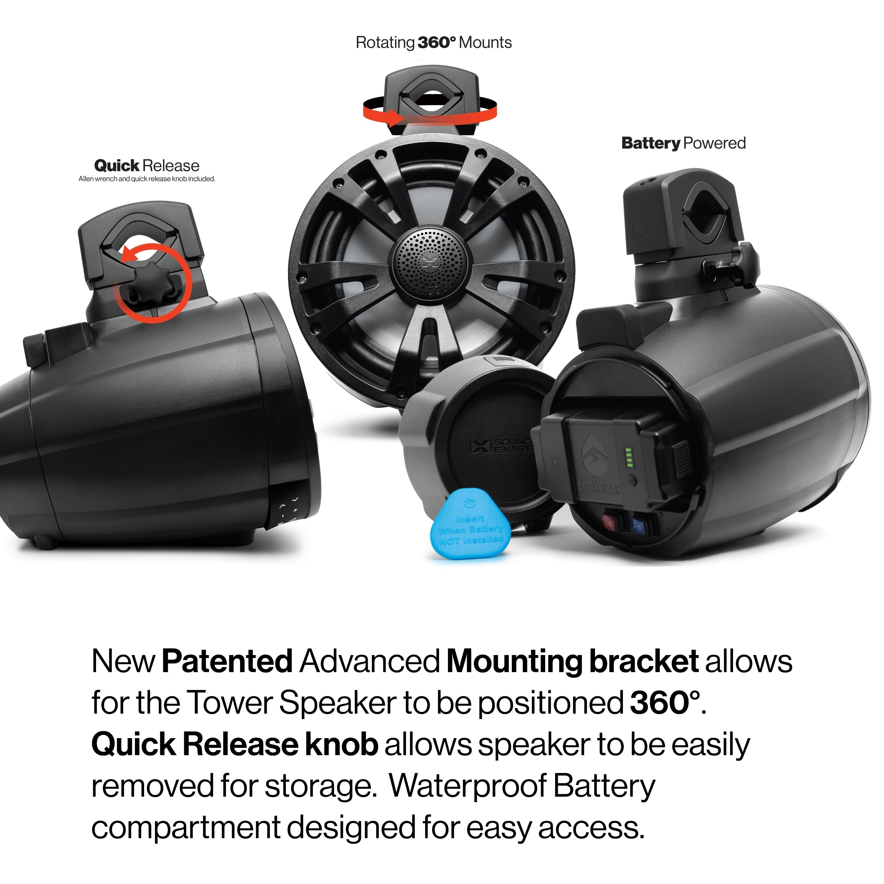 Photo of POWERSPORTS ExtremeTower Speakers TB8 -1 Battery Powered Bluetooth Amplified + 1 Passive Tower Speaker by ECOXGEAR - Premium for UTVs / Side by Sides