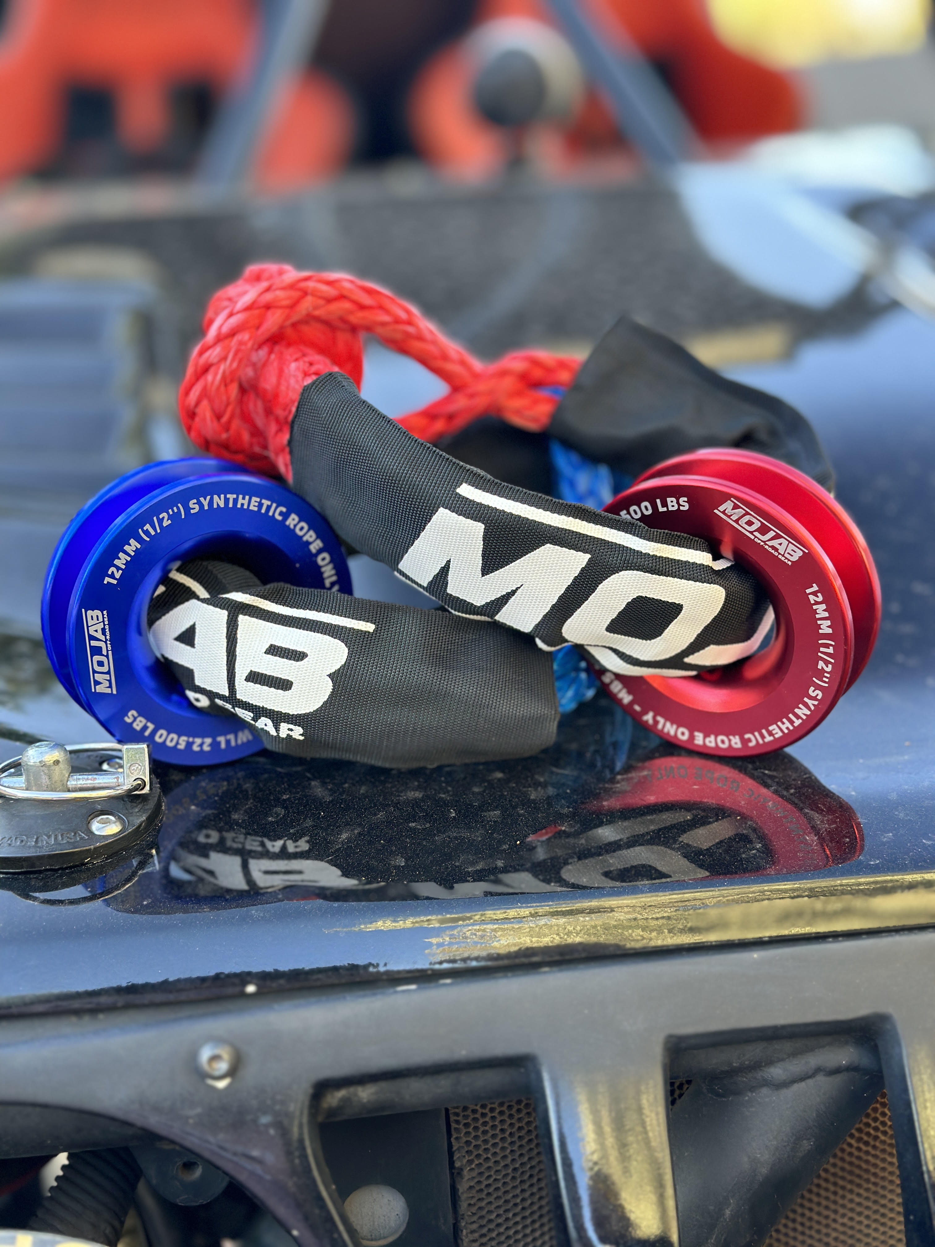 Photo of Soft Shackle 3/8'' x 24” with sleeve and bag (Set of 2 Shackles) (Lifetime Warranty) by MOJAB OFFROAD - Premium Soft Shackle for UTVs / Side by Sides