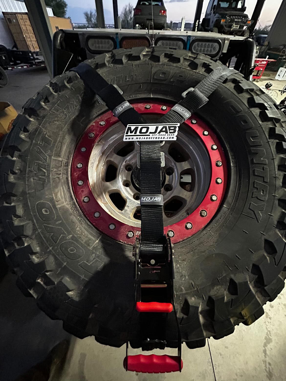 Photo of 2" x 10' Ratchet Tie-Down (Closed hook) and 2'' x 39'' Axle Tie-Down Set (Pack of 4) (Lifetime Warranty) by MOJAB OFFROAD - Premium for UTVs / Side by Sides