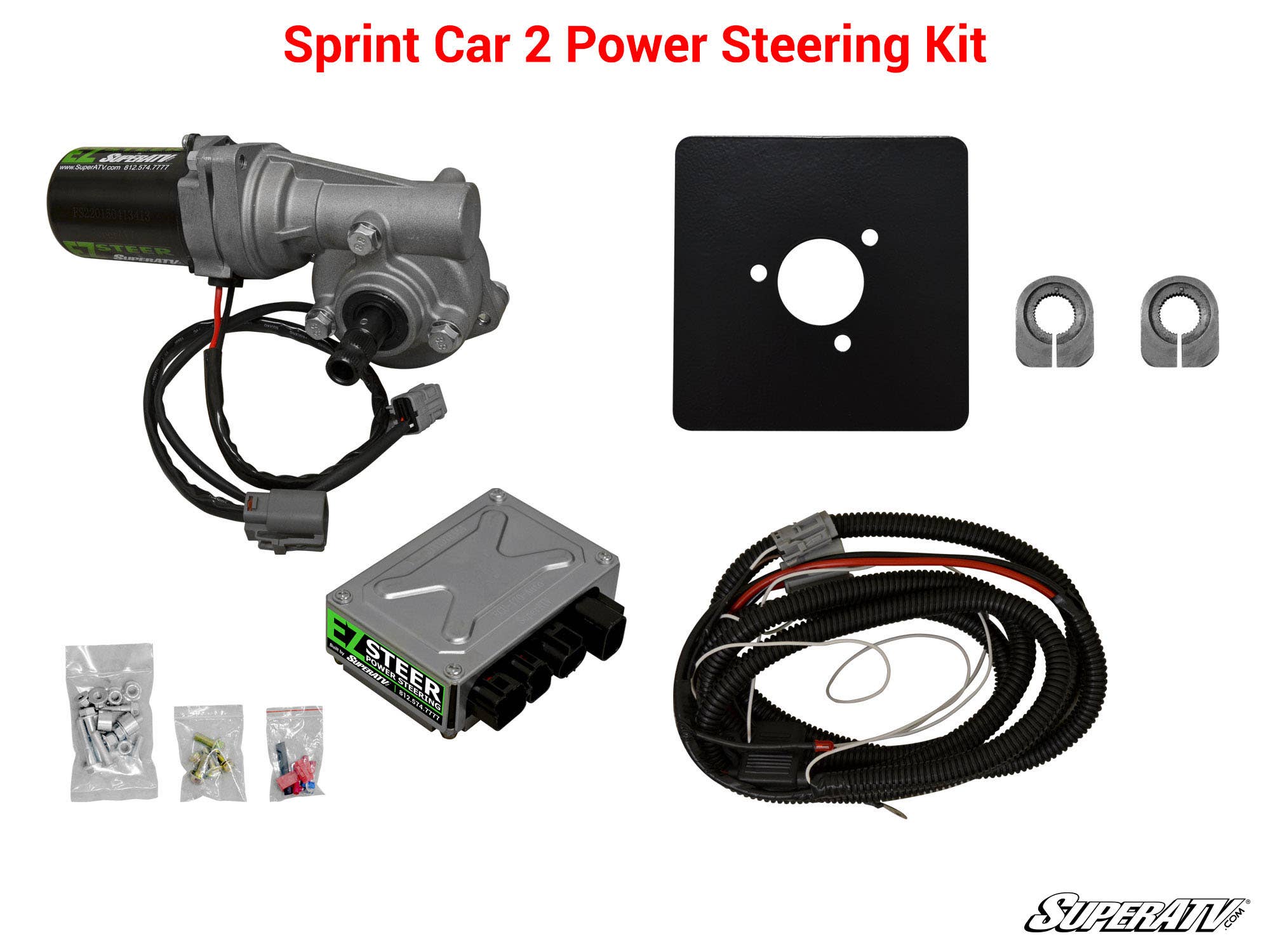 Photo of SuperATV Universal Sprint Car Power Steering Kit (220 W) by SuperATV - Premium Power Steering Kits for UTVs / Side by Sides