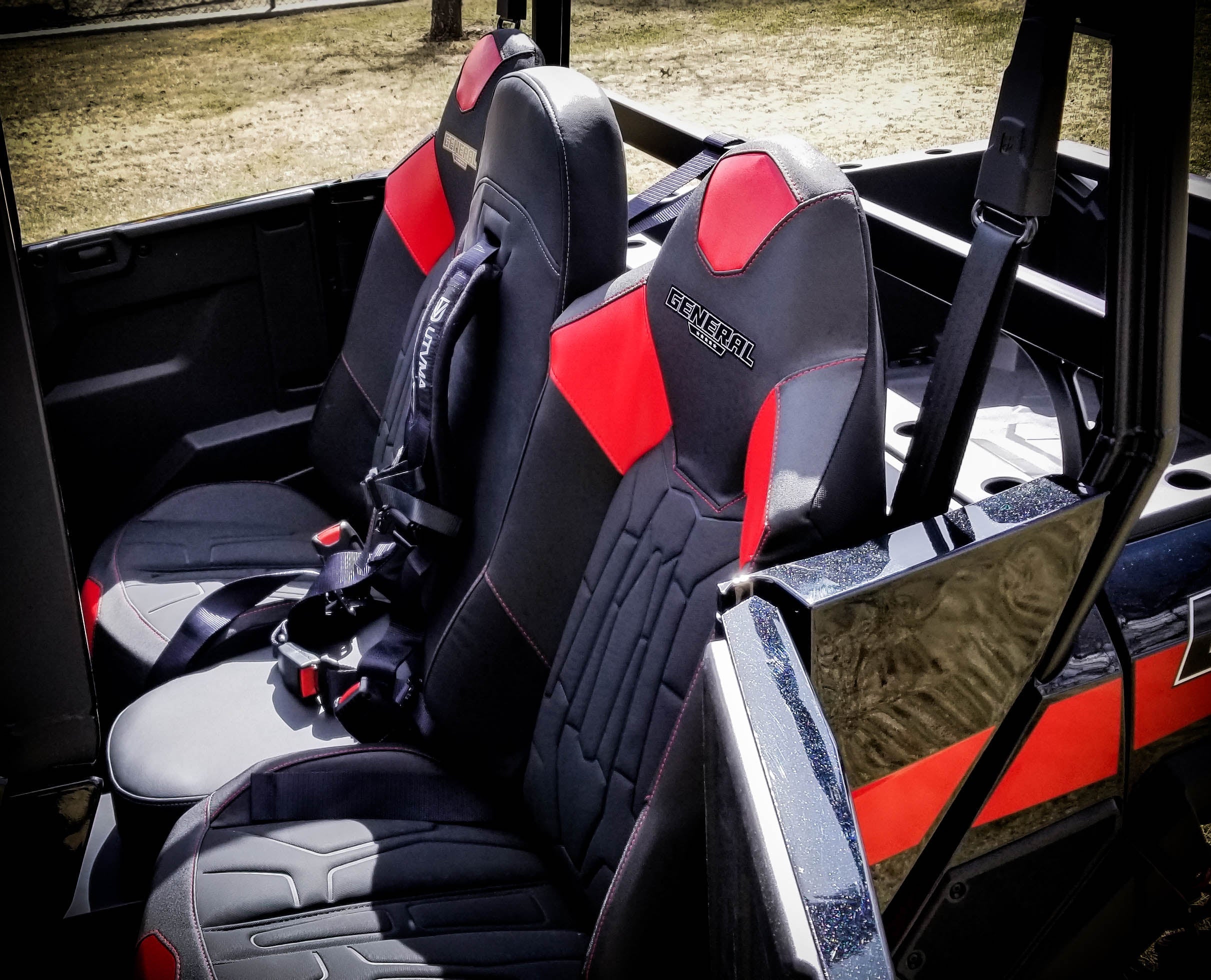 Photo of General 4 Rear Bump Seat w Console Delete Kit (2016-2025) by UTV Mountain Accessories - Premium Bump Seats for UTVs / Side by Sides