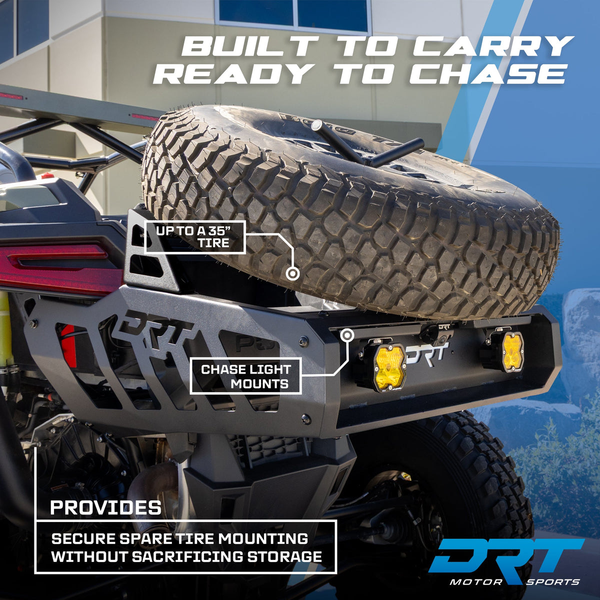 DRT adjustable spare tire mount and light bracket for RZR Pro Series