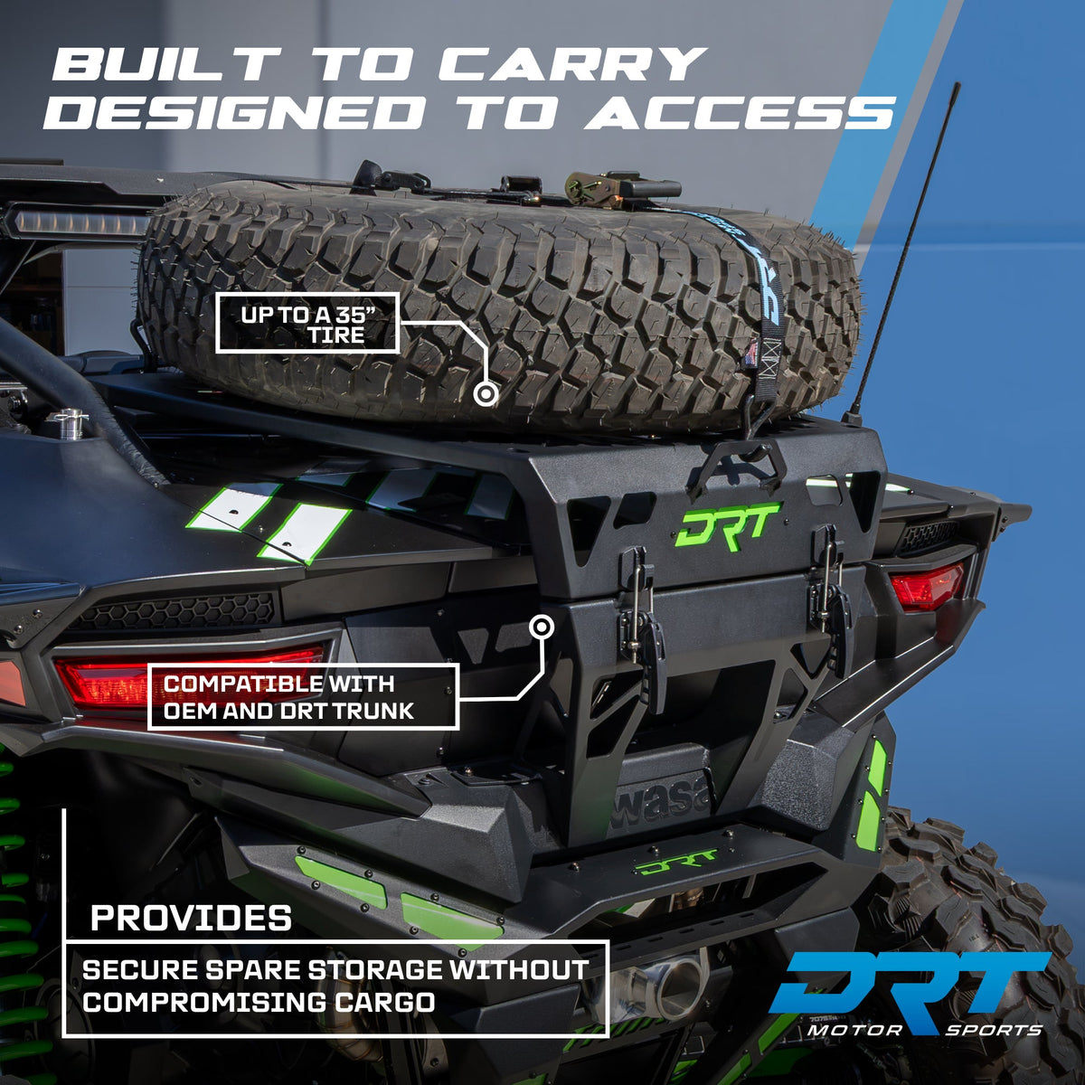 DRT Teryx H2 tire carrier latch and gas strut detail