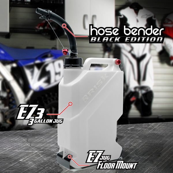 Photo of EZ3 - 3 Gallon Utility Jug Pour Spout & Floor Mount Combo by Risk Racing - Premium Fuel Cans for UTVs / Side by Sides