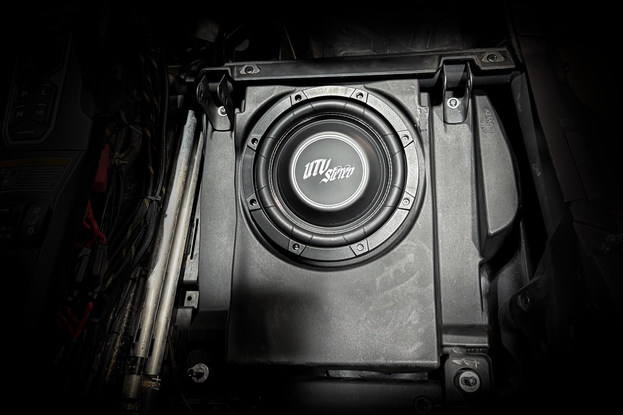 Photo of Can-Am® Maverick R 10" Front Passenger Subwoofer Enclosure (4-SEAT MODELS) – Unloaded | UTVS-R-ENC-PASS-4F by UTV Stereo - Premium for UTVs / Side by Sides