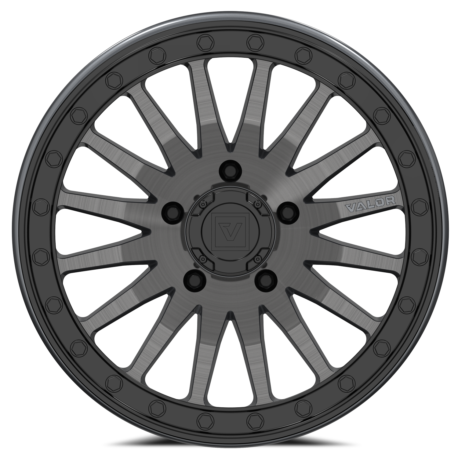 Photo of V06 Beadlock UTV Wheel Brushed Gunmetal by Valor Offroad - Premium UTV Wheel for UTVs / Side by Sides