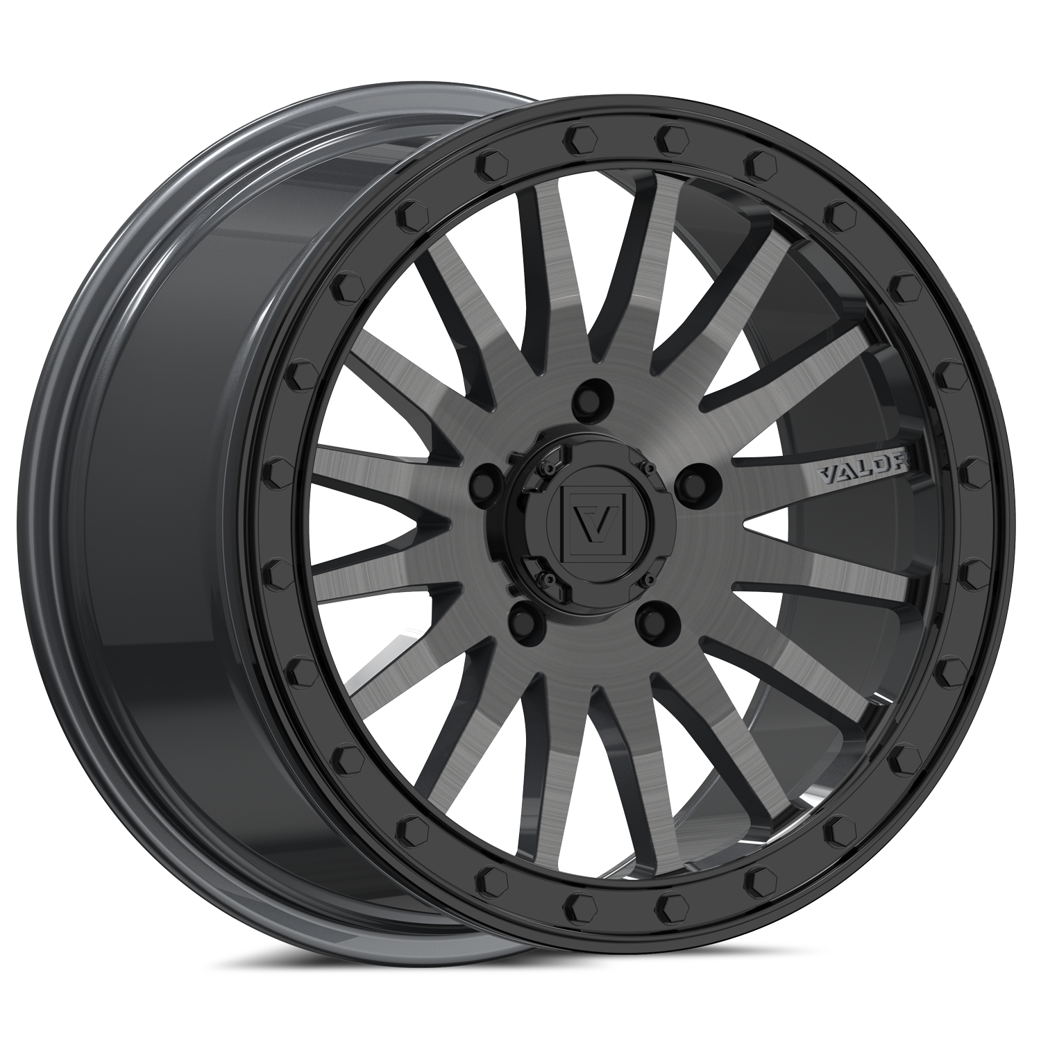 Photo of V06 Beadlock UTV Wheel Brushed Gunmetal by Valor Offroad - Premium UTV Wheel for UTVs / Side by Sides