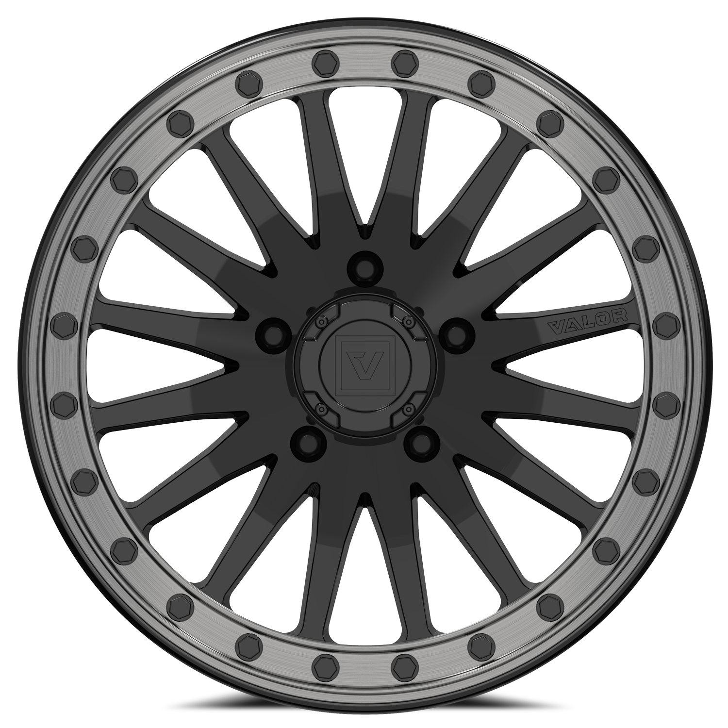 Photo of V06 Beadlock UTV Wheel Gloss Black by Valor Offroad - Premium UTV Wheel for UTVs / Side by Sides
