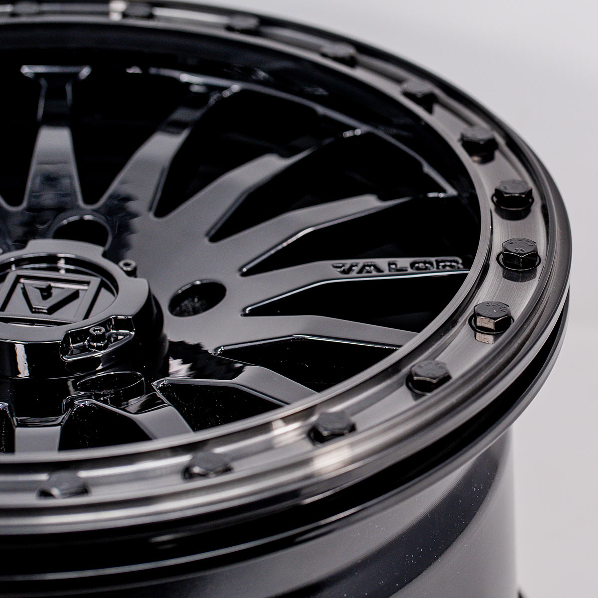 Photo of V06 Beadlock UTV Wheel Gloss Black by Valor Offroad - Premium UTV Wheel for UTVs / Side by Sides