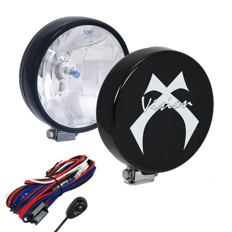 Photo of 6" Round Black 100 Watt Halogen Off Road Lights with Covers and Harness by Vision X Off-Road - Premium Head Lights for UTVs / Side by Sides
