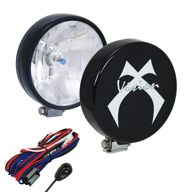Photo of 6" Round Black 100 Watt Halogen Off Road Lights with Covers and Harness by Vision X Off-Road - Premium Head Lights for UTVs / Side by Sides