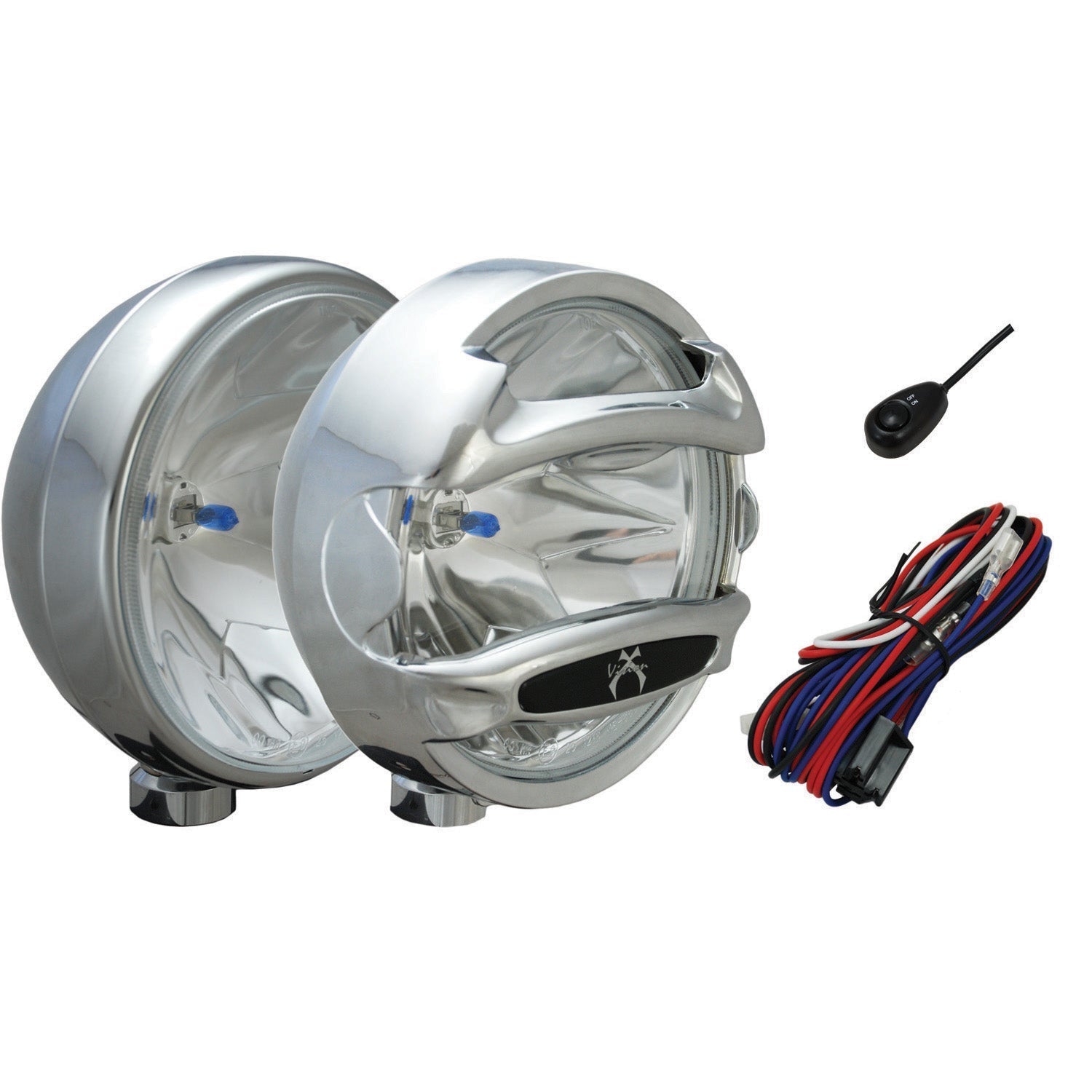 Photo of 8" Chrome 100 Watt Halogen Spot Lamps with Rock Guards by Vision X Off-Road - Premium Halogen Driving Light for UTVs / Side by Sides