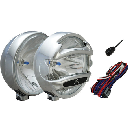 Photo of 8" Chrome 100 Watt Halogen Spot Lamps with Rock Guards by Vision X Off-Road - Premium Head Lights for UTVs / Side by Sides
