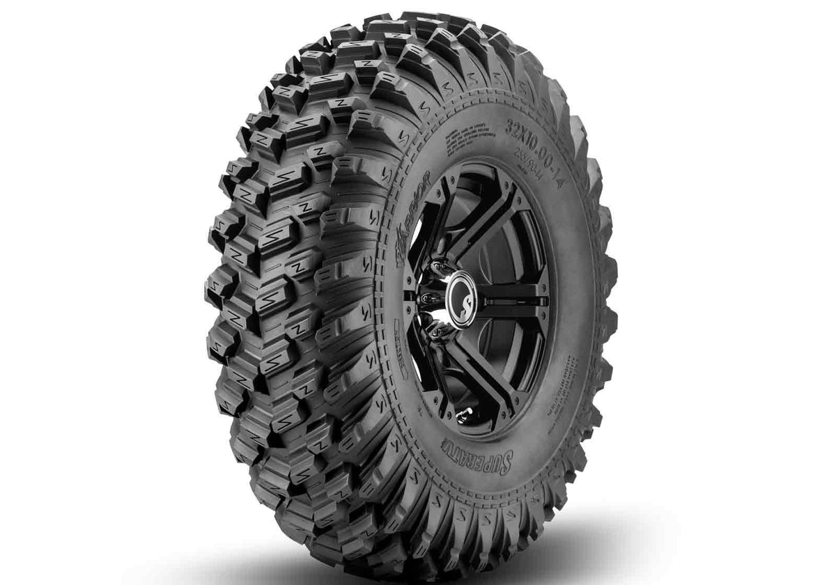Standard XT Warrior Tires 34x10x14 on 14x7 Bandit H-Series Black Wheels 4/156 Pattern