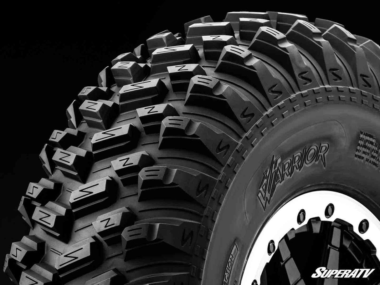 SuperATV Standard XT Warrior Tires 35x10x15 on 15x7 Assault Industries Hellfire Satin Black Wheels 4/136 Pattern