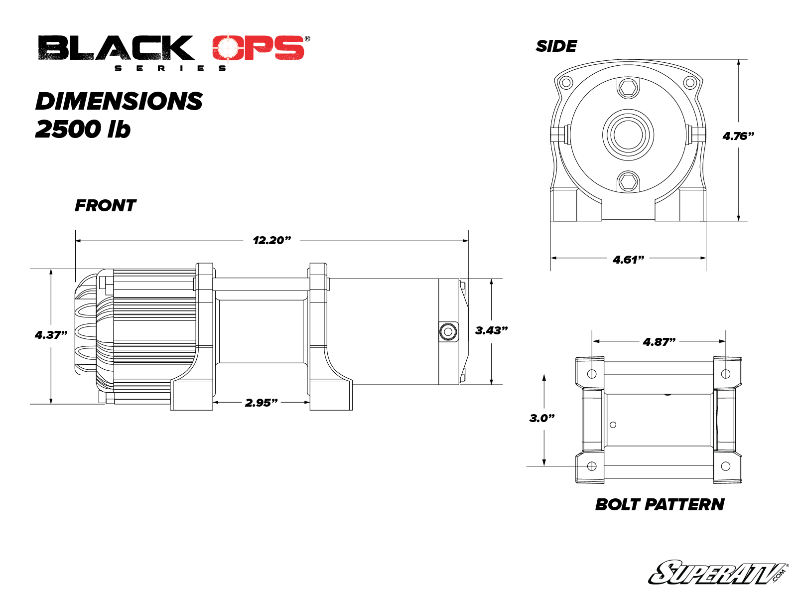 Photo of SuperATV 2500 lb. Black Ops UTV/ATV Synthetic Rope Winch by SuperATV - Premium Winches & Winch Mounts for UTVs / Side by Sides