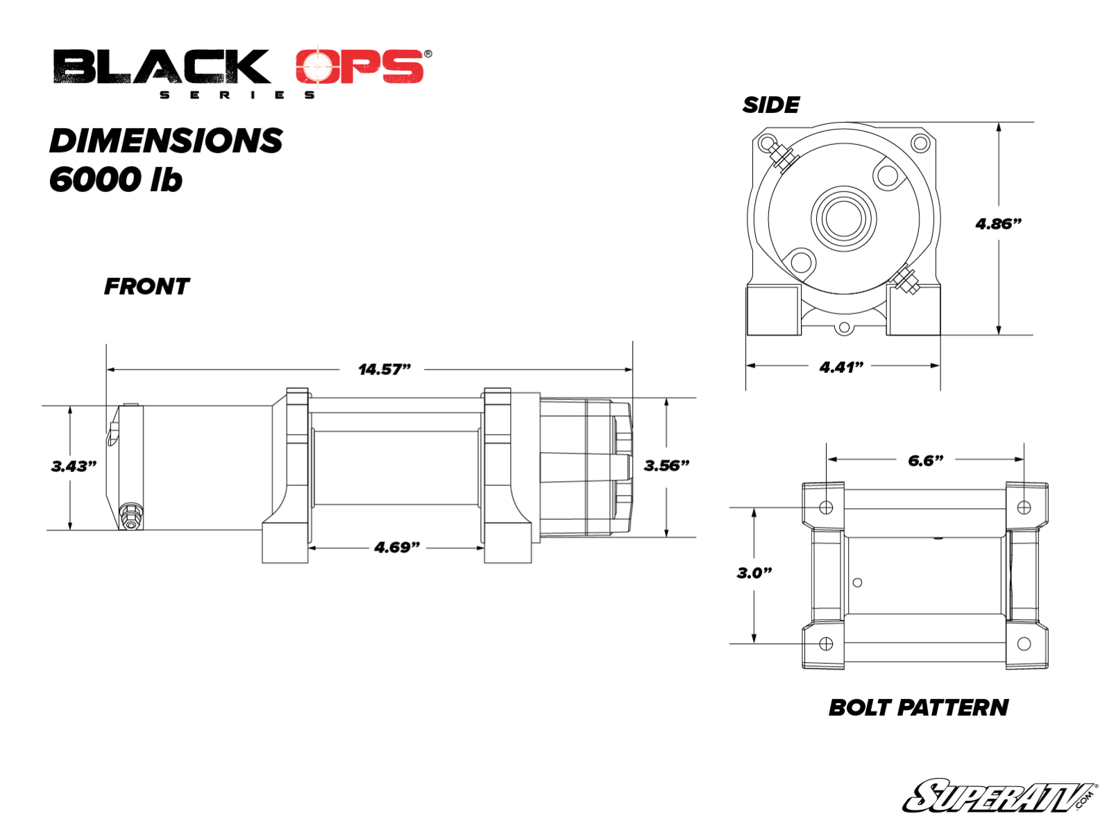 Photo of SuperATV 6000 lb. Black Ops UTV/ATV Synthetic Rope Winch by SuperATV - Premium Winches & Winch Mounts for UTVs / Side by Sides