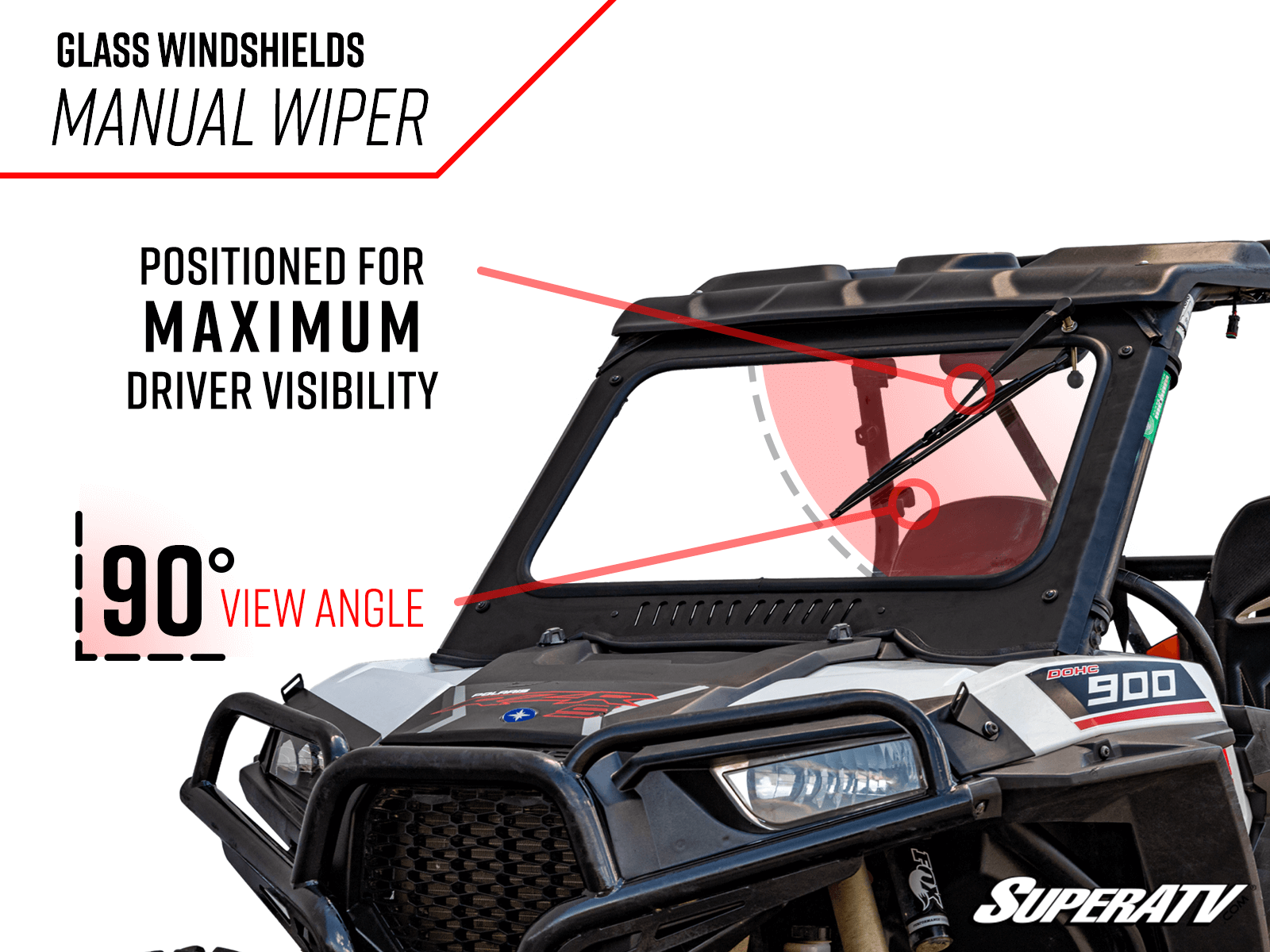 Photo of SuperATV Polaris RZR Trail S 900 Glass Windshield by SuperATV - Premium Windshields for UTVs / Side by Sides