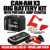 CAN-AM X3 BIG BATTERY KIT with PORTABLE JUMP STARTER; 55Ah battery, mounting bracket and hardware included