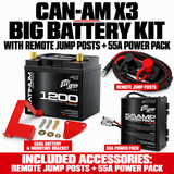 CAN-AM X3 BIG BATTERY KIT with REMOTE JUMP POSTS, 55A POWER PACK; 55Ah battery, mounting bracket and hardware included