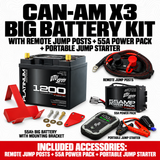 CAN-AM X3 BIG BATTERY KIT with REMOTE JUMP POSTS, 55A POWER PACK, PORTABLE JUMP STARTER; 55Ah battery, mounting bracket and hardware included