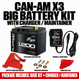 CAN-AM X3 BIG BATTERY KIT with CHARGER / MAINTAINER; 55Ah battery, mounting bracket and hardware included