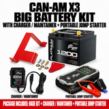 CAN-AM X3 BIG BATTERY KIT with CHARGER / MAINTAINER, PORTABLE JUMP STARTER; 55Ah battery, mounting bracket and hardware included