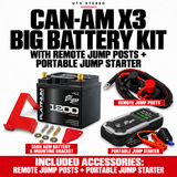 CAN-AM X3 BIG BATTERY KIT with REMOTE JUMP POSTS, PORTABLE JUMP STARTER; 55Ah battery, mounting bracket and hardware included