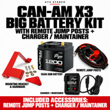 CAN-AM X3 BIG BATTERY KIT with REMOTE JUMP POSTS, CHARGER / MAINTAINER; 55Ah battery, mounting bracket and hardware included