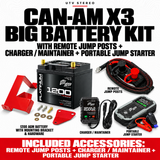CAN-AM X3 BIG BATTERY KIT with REMOTE JUMP POSTS, CHARGER / MAINTAINER, PORTABLE JUMP STARTER; 55Ah battery, mounting bracket and hardware included
