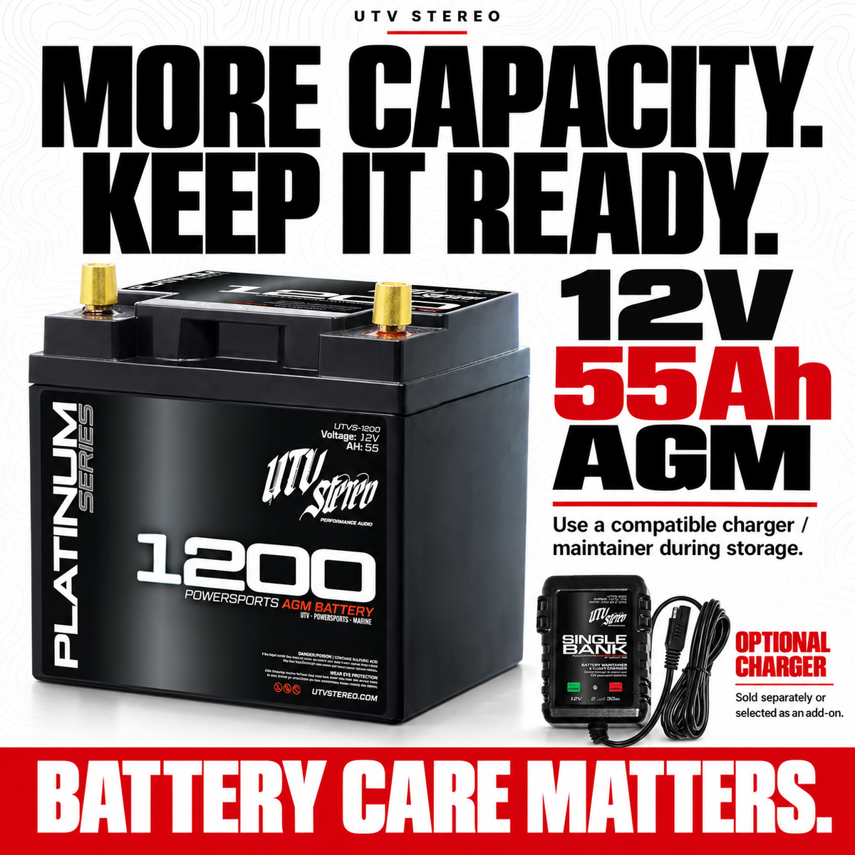 12V 55Ah AGM battery — storage charging guidance