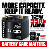 12V 55Ah AGM battery — storage charging guidance