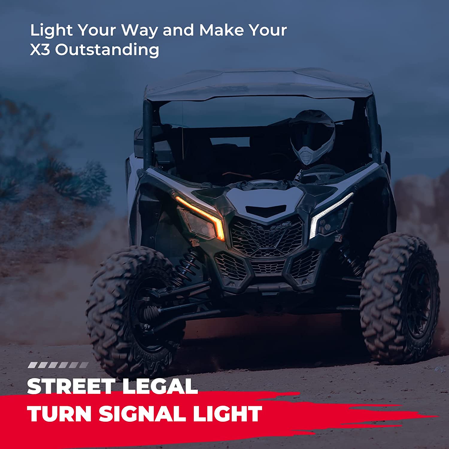 Photo of RGB Fang Lights with APP+RF Remote Control for Can-Am Maverick X3/MAX by Kemimoto - Premium for UTVs / Side by Sides
