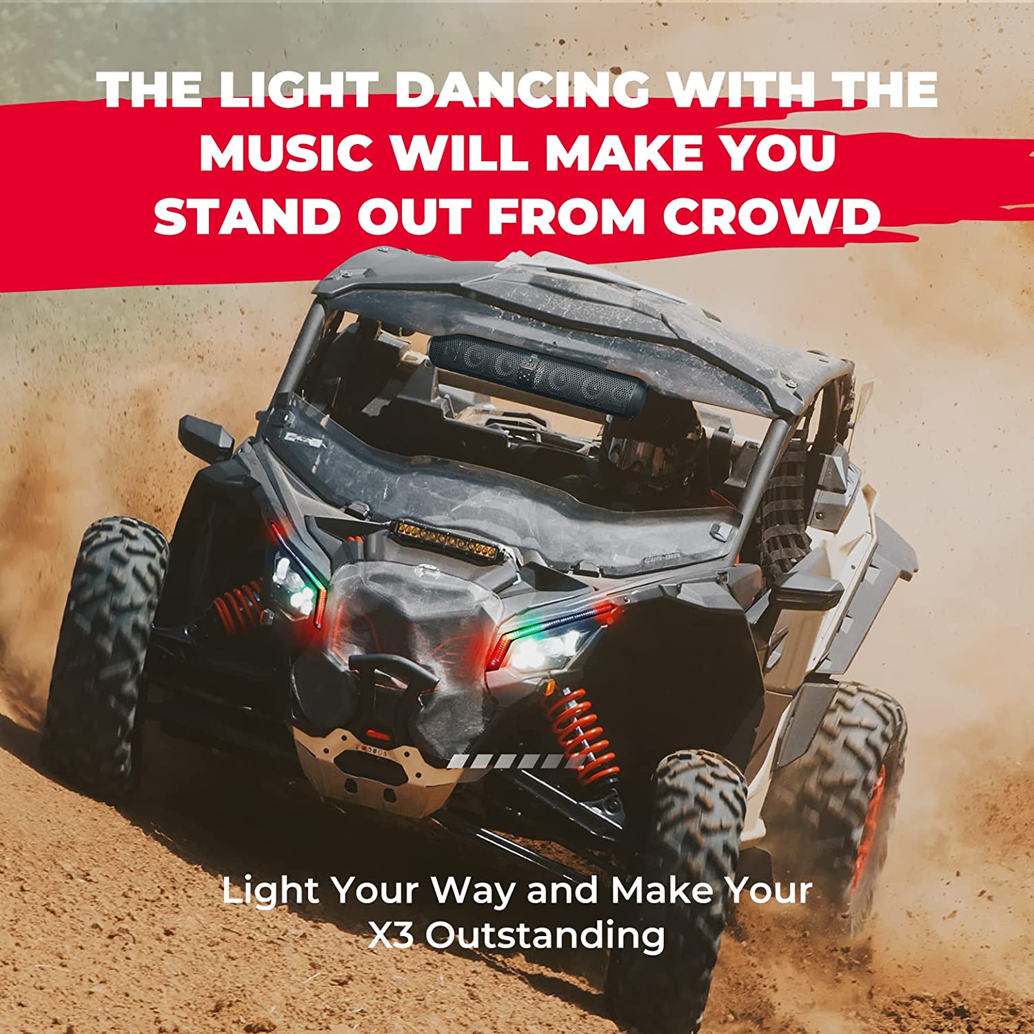 Photo of RGB Fang Lights with APP+RF Remote Control for Can-Am Maverick X3/MAX by Kemimoto - Premium for UTVs / Side by Sides